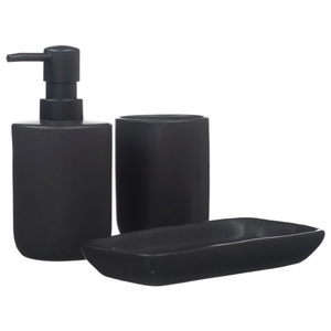 Kit Banheiro Modernos Lavabo com Bandeja Porcelana Preto 3pç:preto