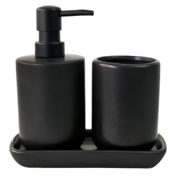 Kit Banheiro Modernos Lavabo com Bandeja Porcelana Preto 3pç:preto - 5