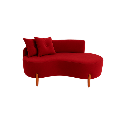 Sofá Orgânico 2 Lugares C/2 Almofadas Curvo Sala Recepção Veludo Vermelho - Montanaris Decor