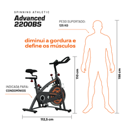 Bicicleta Spinning Athletic Advanced 2200bs Suporta 120kg - 2