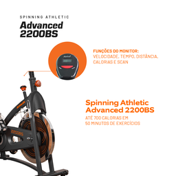 Bicicleta Spinning Athletic Advanced 2200bs Suporta 120kg - 4