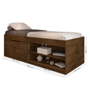 Ver imagem 4 de Cama Solteiro com Sapateira e Nicho para Organização e Armazenamento Prática Vanessa Framar Malbec