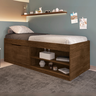 Cama Solteiro com Sapateira e Nicho para Organização e Armazenamento Prática Vanessa Framar Malbec - 1