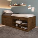Ver imagem 1 de Cama Solteiro com Sapateira e Nicho para Organização e Armazenamento Prática Vanessa Framar Malbec