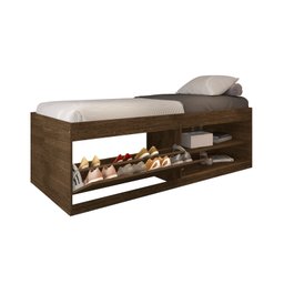 Cama Solteiro com Sapateira e Nicho para Organização e Armazenamento Prática Vanessa Framar Malbec - 2