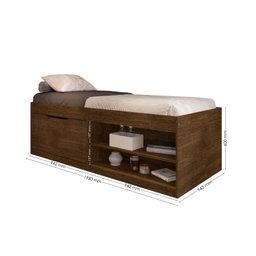 Cama Solteiro com Sapateira e Nicho para Organização e Armazenamento Prática Vanessa Framar Malbec - 4
