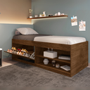 Ver mais imagens de Cama Solteiro com Sapateira e Nicho para Organização e Armazenamento Prática Vanessa Framar Malbec