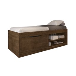 Cama Solteiro com Sapateira e Nicho para Organização e Armazenamento Prática Vanessa Framar Malbec - 3