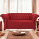 Ver imagem 1 de Sofá Recamier Divã Chesterfield 200cm Sofia Suede Vermelho Capitonê- Mabe Magazine