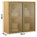 Ver imagem 2 de Armário Aéreo Nobre 80cm 2 Portas MDF de Vidro Cinamomo Valdemóveis