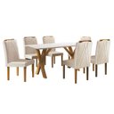 Ver imagem 2 de Conjunto Sala de Jantar 6 Lugares Mesa Munique e Cadeiras Safira Veludo Bege Areia