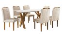 Ver imagem 2 de Conjunto Sala de Jantar 6 Lugares Mesa Munique e Cadeiras Safira Veludo Bege Areia