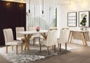 Ver imagem 1 de Conjunto Sala de Jantar 6 Lugares Mesa Munique e Cadeiras Safira Veludo Bege Areia