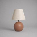 Ver imagem 1 de Abajour Bola c/ Cúpula Tecido Decorativo de Cerâmica para Sala e Mesa Mocha Mousse