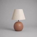 Ver imagem 1 de Abajour Bola c/ Cúpula Tecido Decorativo de Cerâmica para Sala e Mesa Mocha Mousse