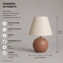 Ver imagem 3 de Abajour Bola c/ Cúpula Tecido Decorativo de Cerâmica para Sala e Mesa Mocha Mousse