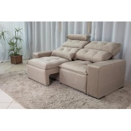 Sofá Retrátil e Reclinável 1,50m Largura Tecido Suede Bege - 2
