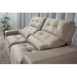Sofá Retrátil e Reclinável 1,50m Largura Tecido Suede Bege - 1