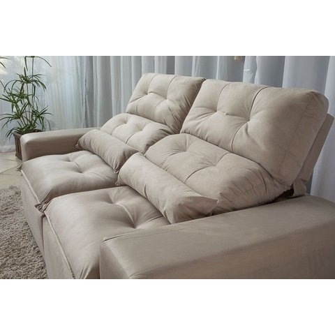 Sofá Retrátil e Reclinável 1,50m Largura Tecido Suede Bege