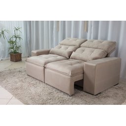 Sofá Retrátil e Reclinável 1,50m Largura Tecido Suede Bege - 3