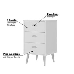 Gaveteiro com 3 Gavetas - Branco - 3
