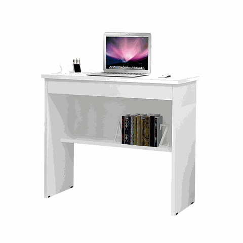 Escrivaninha Home Office Vitória com Gaveta e Prateleira Branca Romar