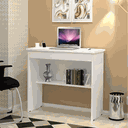 Ver imagem 2 de Escrivaninha Home Office Vitória com Gaveta e Prateleira Branca Romar