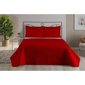 Kit Colcha Cobre Leito Cama Casal Queen 3 Peças Dubai Liso Matelada:Vermelha