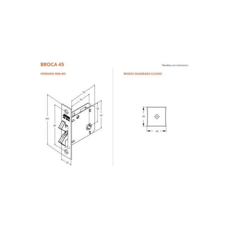 Fechadura Porta De Correr 1006s Wc Cromada Quadrada Stam