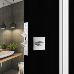 Fechadura Porta De Correr 1006s Wc Cromada Quadrada Stam - 2