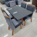 Ver imagem 4 de Sala de Jantar Paola 4 Lugares Tampo em Vidro Cadeiras Cinza 120cm Bom Pastor Móveis