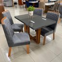 Ver imagem 3 de Sala de Jantar Paola 4 Lugares Tampo em Vidro Cadeiras Cinza 120cm Bom Pastor Móveis