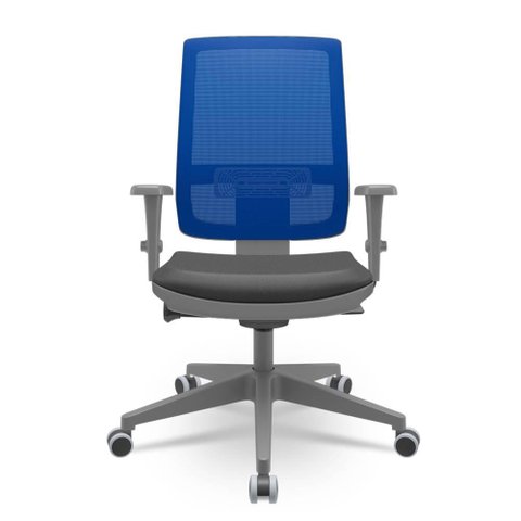 Cadeira Brizza Diretor Grafite Tela Azul Assento Vinil Marrom Autocompensador Piramidal - 66159