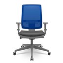 Ver imagem 1 de Cadeira Brizza Diretor Grafite Tela Azul Assento Vinil Marrom Autocompensador Piramidal - 66159