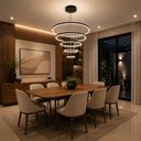 Ver mais imagens de Lustre LED Pendente 5 Arcos Moderno Anéis 160W Bivolt Preto Brinovar