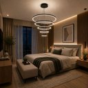 Ver imagem 7 de Lustre LED Pendente 5 Arcos Moderno Anéis 160W Bivolt Preto Brinovar
