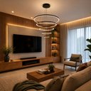 Ver imagem 6 de Lustre LED Pendente 5 Arcos Moderno Anéis 160W Bivolt Preto Brinovar