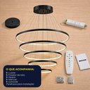 Ver imagem 5 de Lustre LED Pendente 5 Arcos Moderno Anéis 160W Bivolt Preto Brinovar