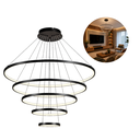 Ver imagem 1 de Lustre LED Pendente 5 Arcos Moderno Anéis 160W Bivolt Preto Brinovar