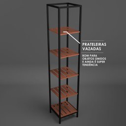 Conjunto Completo Kit Estante Espelheira Gabinete Para Banheiro Sublime Preto Industrial Com Madeira - 8 Conjunto Completo Kit Estante Espelheira Gabinete Para Banheiro Sublime Preto Industrial Com Madeira - 8