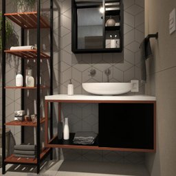 Apenas Gabinete Armário Banheiro Madeira Metal Industrial 1 Porta Sublime - Preto Com Cobre - 7