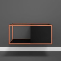 Apenas Gabinete Armário Banheiro Madeira Metal Industrial 1 Porta Sublime - Preto Com Cobre - 5