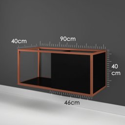 Apenas Gabinete Armário Banheiro Madeira Metal Industrial 1 Porta Sublime - Preto Com Cobre - 3