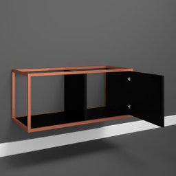 Apenas Gabinete Armário Banheiro Madeira Metal Industrial 1 Porta Sublime - Preto Com Cobre - 4