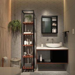 Apenas Gabinete Armário Banheiro Madeira Metal Industrial 1 Porta Sublime - Preto Com Cobre - 1