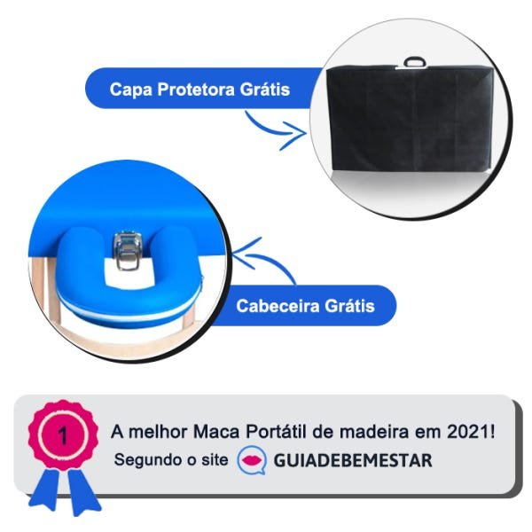 Maca Reclinável com orifício Madeira 200kg + Capa de Proteção Grátis - Azul Royal - 2