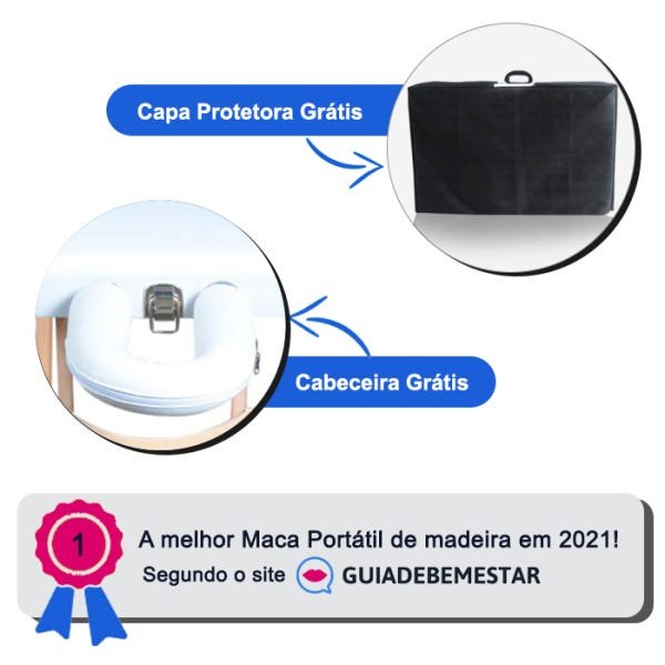 Maca Portátil com Orifício Madeira 200kg + Capa de Proteção Grátis - Branco - 2