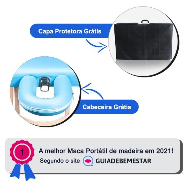 Maca Portátil com orifício Madeira 200kg + Capa de Proteção Grátis - Azul Claro - 2