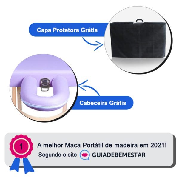 Maca Portátil com Orifício Madeira 200kg + Capa de Proteção Grátis - Lilás Claro - 2