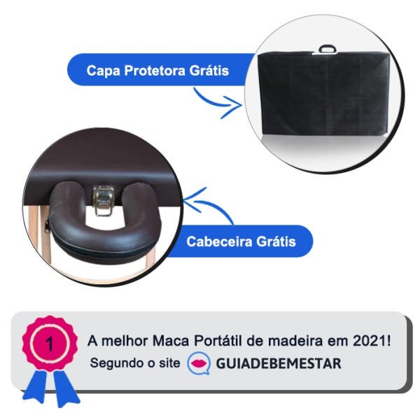 Maca Portátil com Orifício Madeira 200kg + Capa de Proteção Grátis - Marrom - 2